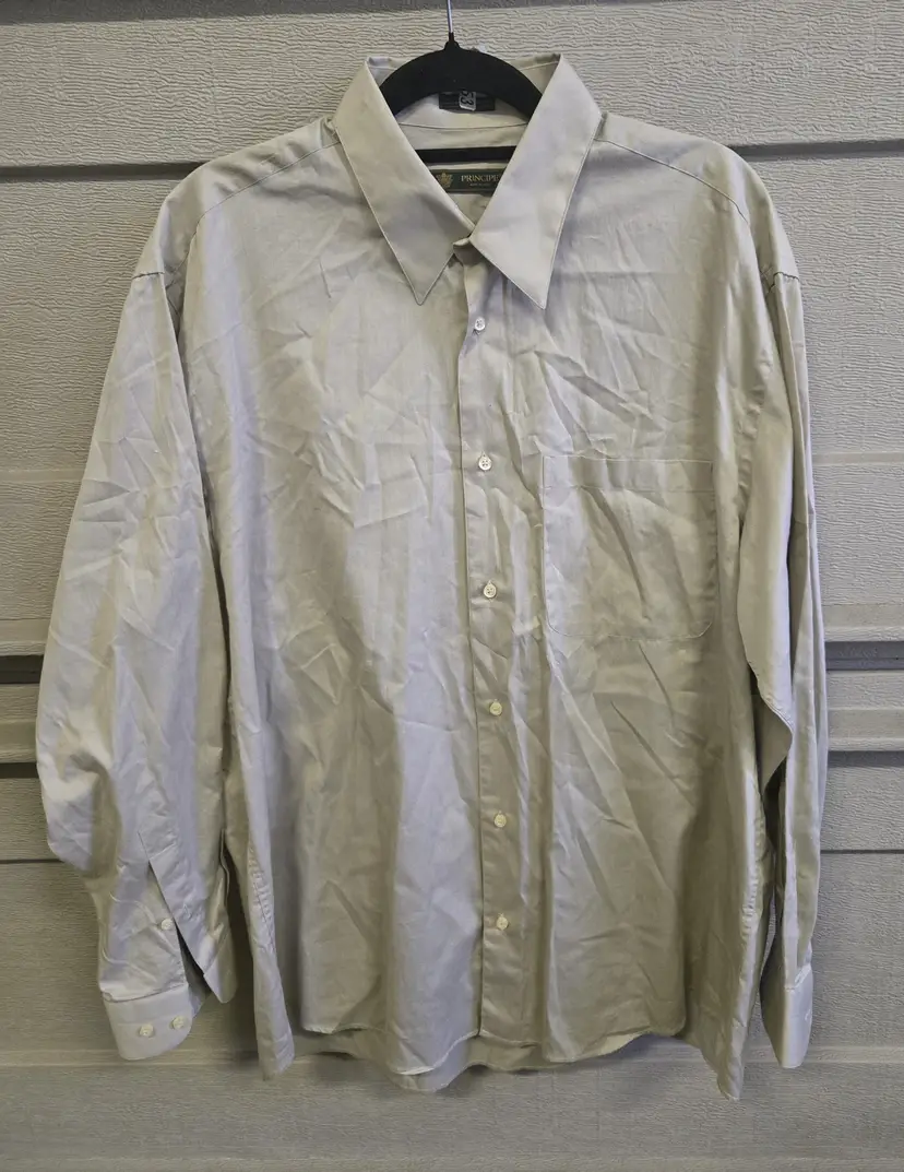 Principe Men's 43-17 34/35 Sand Button-up Long Sleeve Shirt