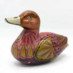 Small Vintage Wood Duck Decoy Figurine Hand Painted Latin Folk Art Boho Decor