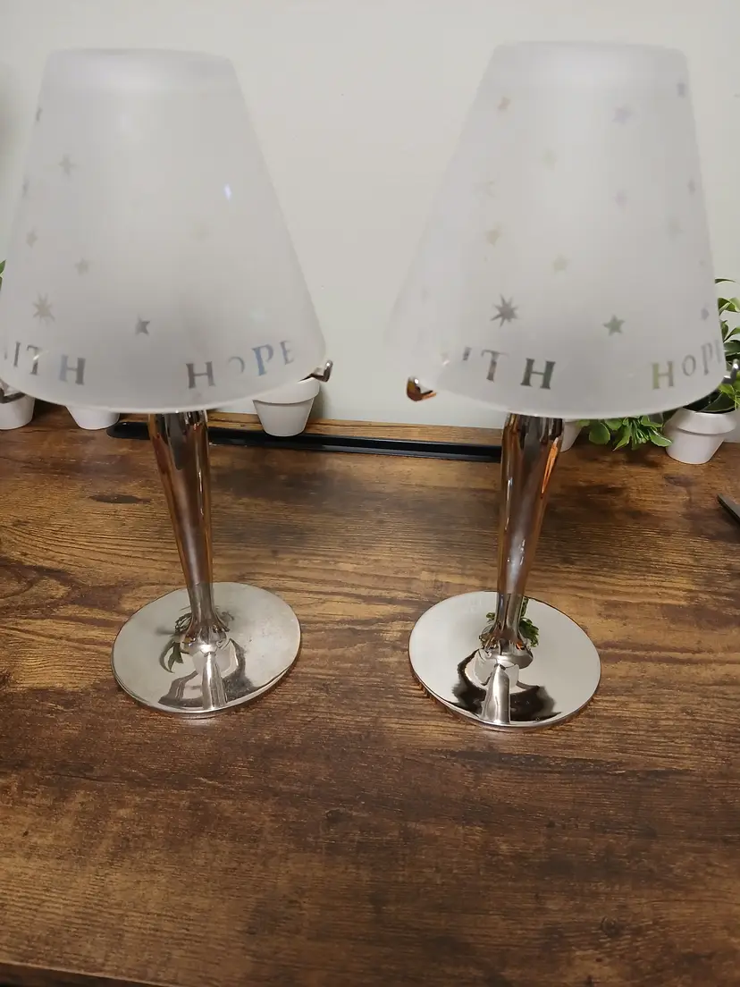 Pair of Hallmark Love , Joy, Faith & Hope Candle Holders