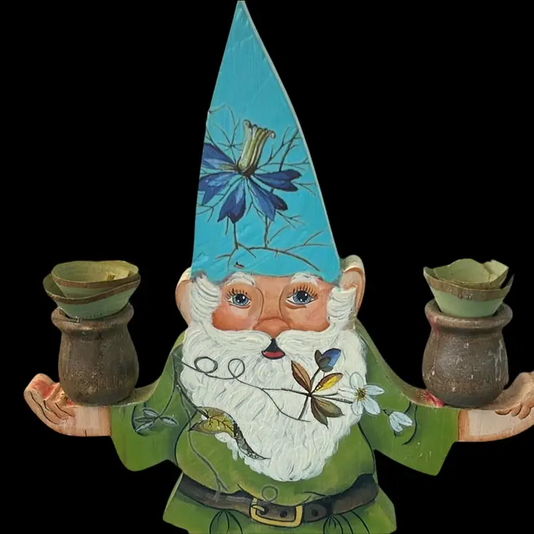 Vintage Wood Gnome Stand Up Figurine