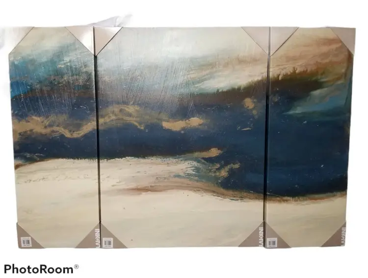 INK+IVY JLA Rolling Waves Gel Coated Canvas-Set of Three