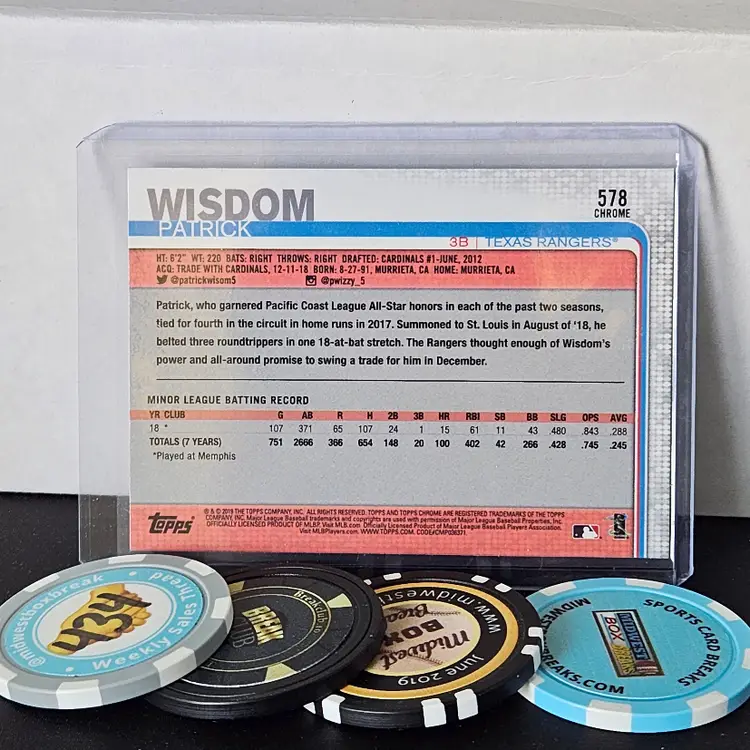 2019 Topps Chrome Sapphire Patrick Wisdom RC #578