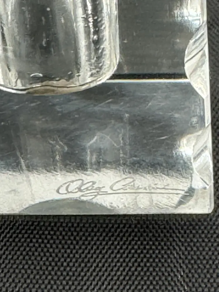 Oleg Cassini Signed Faceted Crystal Perfume Bottle with Glass Applicator