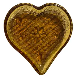 SET OF 3 Vintage Indiana Sandwich Glass Tiara Heart Trinket Dishes