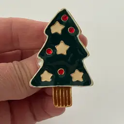AAi Christmas tree brooch - signed enamel & rhinestone