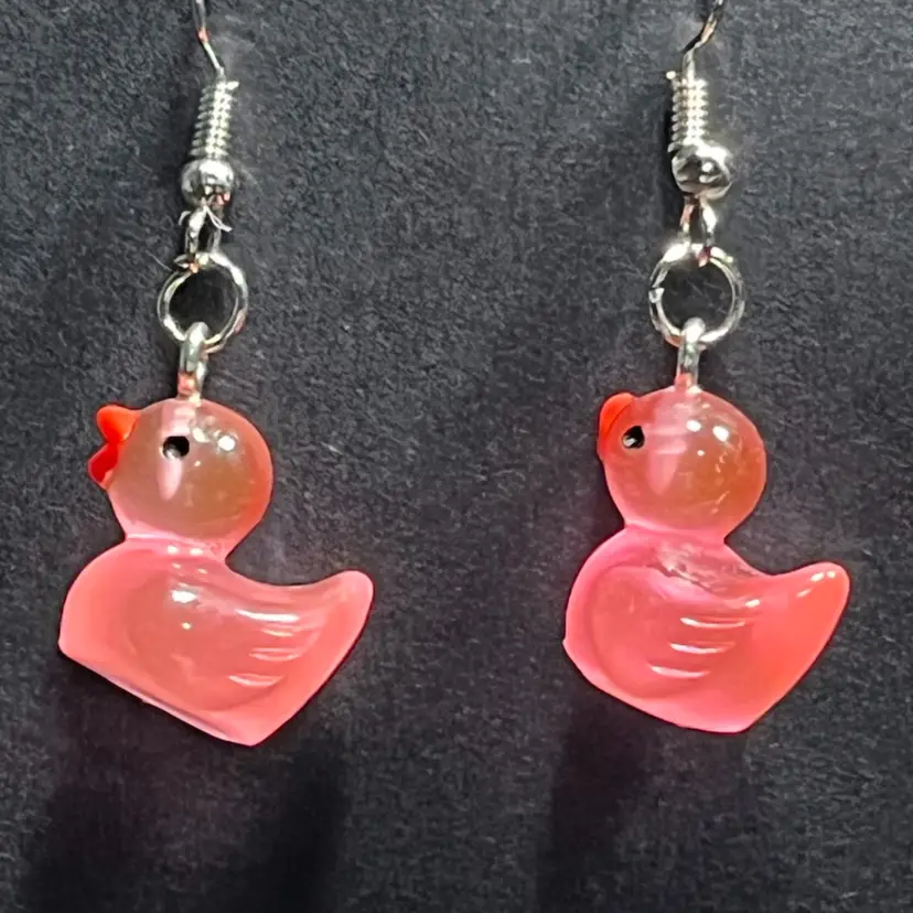 Coral Duck Earrings Made By Me