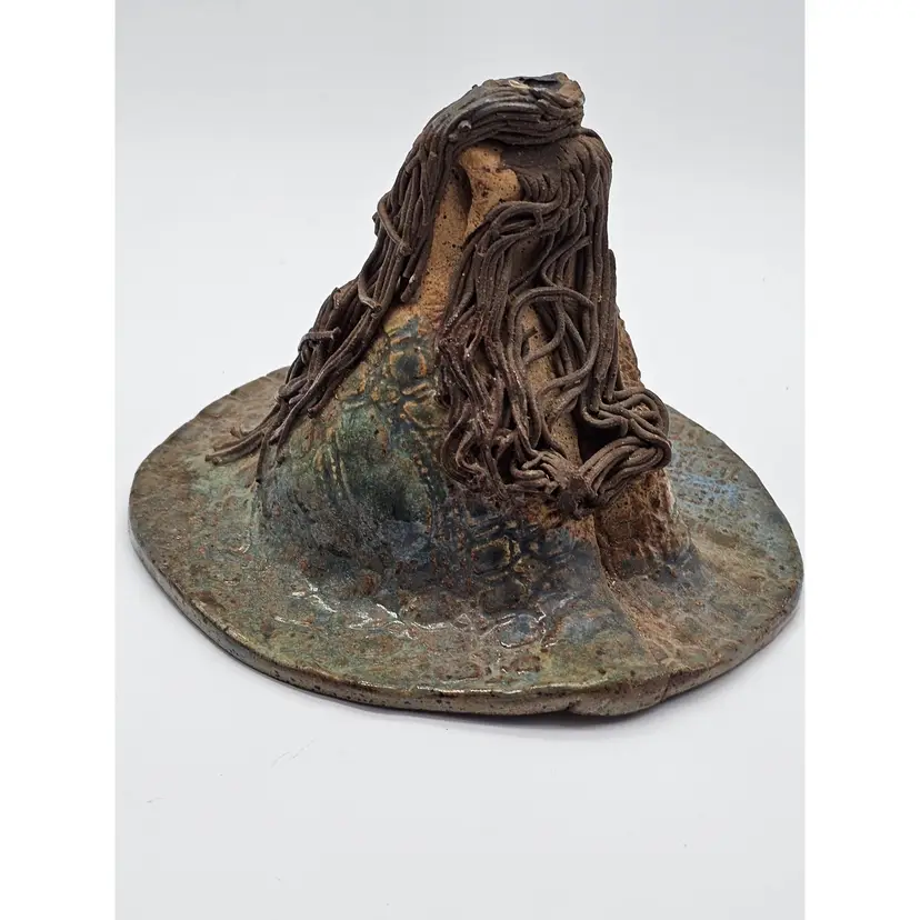 Handmade Art Pottery Witchy Mermaid Spaghetti Hair Abstract Hat