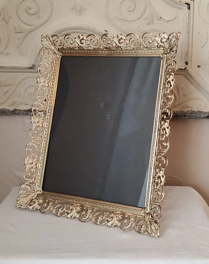 8x10 Vintage Ornate Gold Filigree Picture Frame MCM Hollywood Regency
