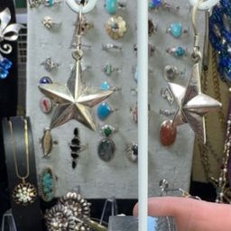 Magic Texas Christmas Star Sterling Silver Pierced Earrings 1.5” with Earlier