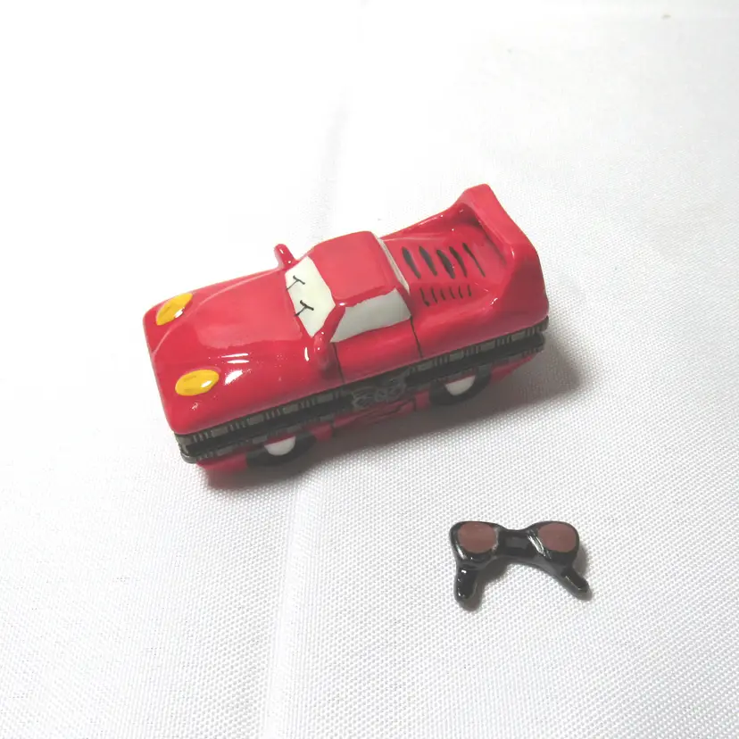 Race Car Hinged Trinket Box w/Sunglasses Trinket