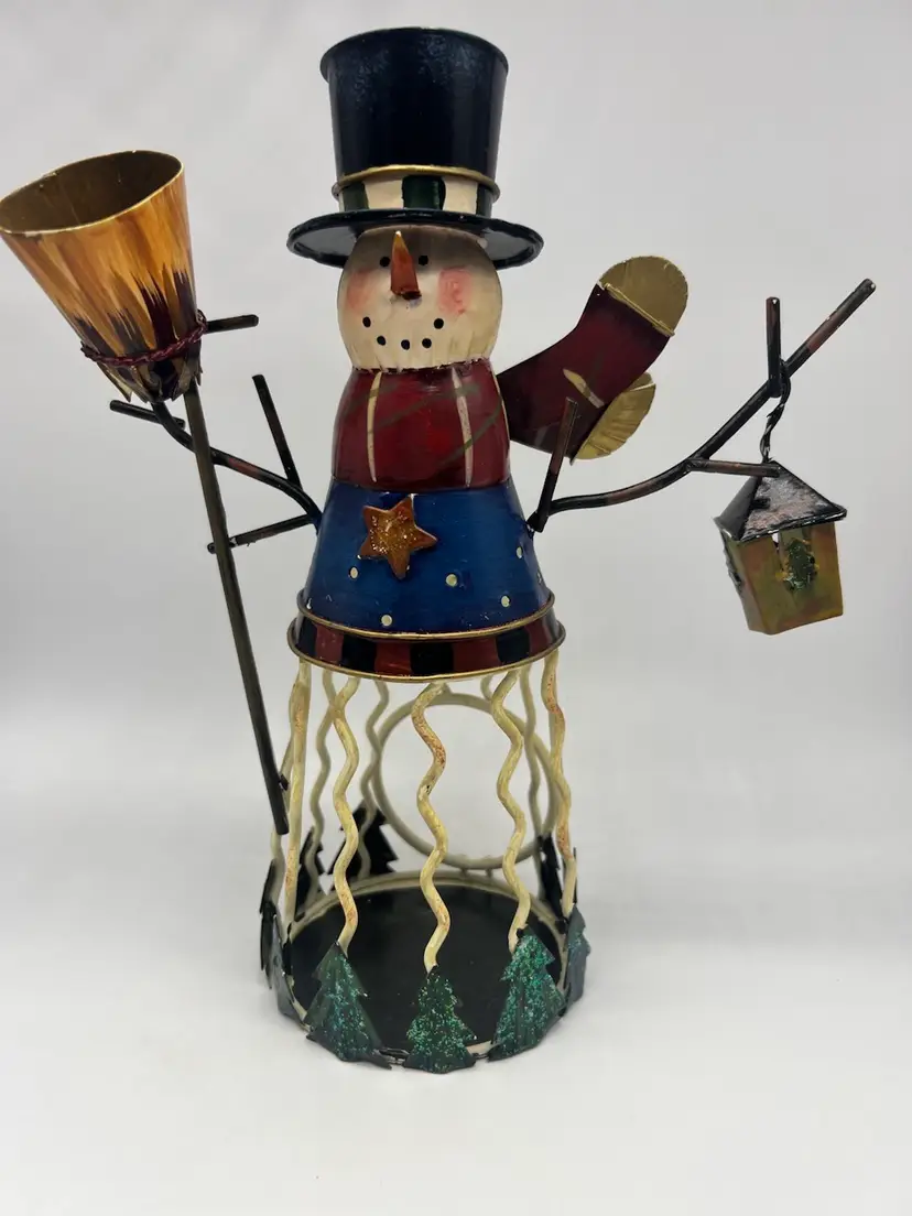 Contemporary Snowman Candleholder