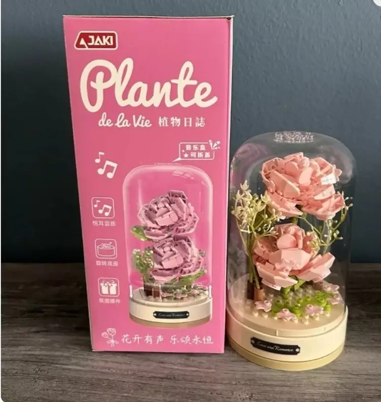 Rose Eternal Flower Building Block Jasmine Flower Assembled Music Box