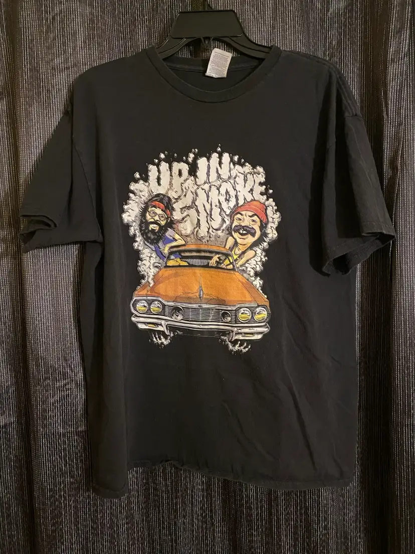 Cheech & Chong Size Large Black Up In Smoke Short Sleeve T-Shirt - VTG Y2K