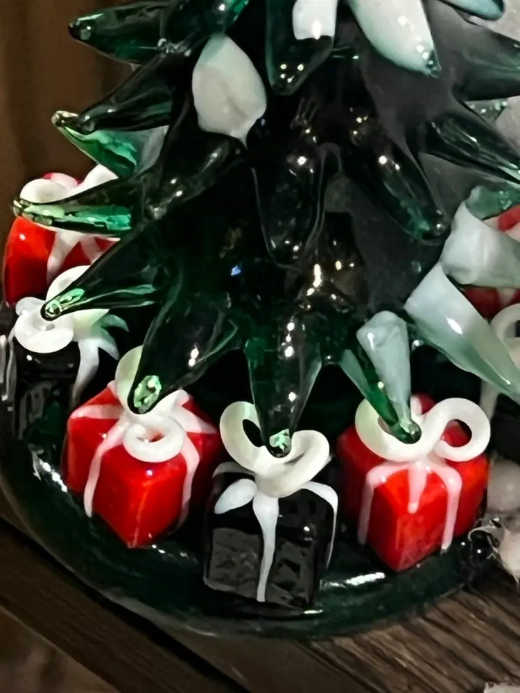 Glass Christmas Fred Decor With Presents