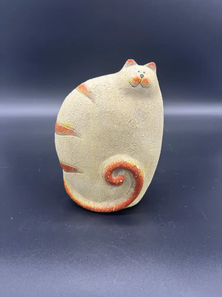 Vintage Textured Glaze Ceramic Cat Coin Bank - Whimsical, 6"