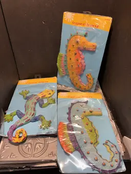 Vintage Set of 3 Beachcombers Vtg Seahorse And Gecko Wall Art Decor Sealife Tropical New In Packing