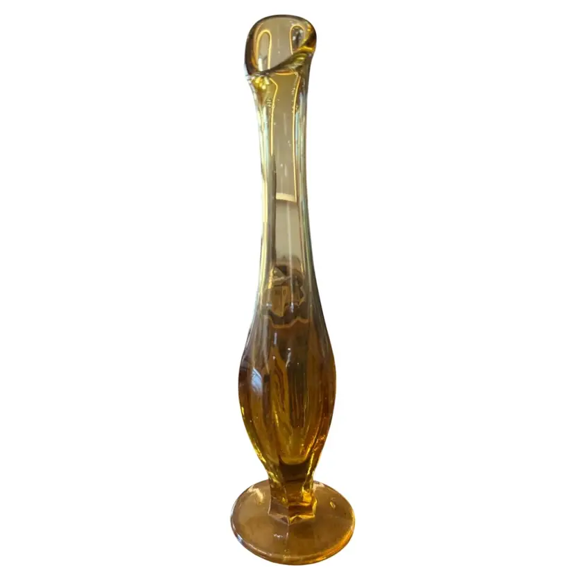 Mid Century Viking Glass Swung amber glass vase