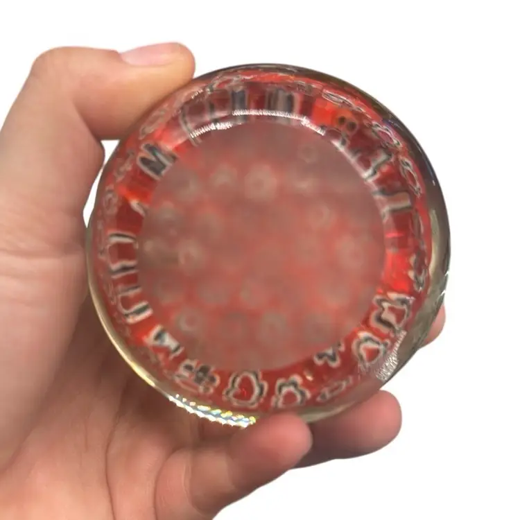 Millefiori Red And Blue Flower Paper Weight