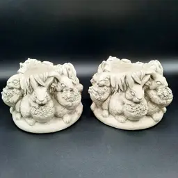 Circle of Bunnies Rabbits Candle Holders Set of 2