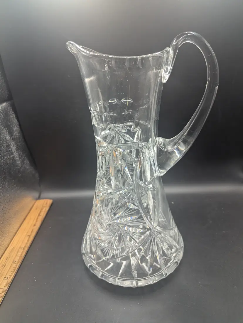 Vintage Cut Glass Pitcher American Brilliant Style