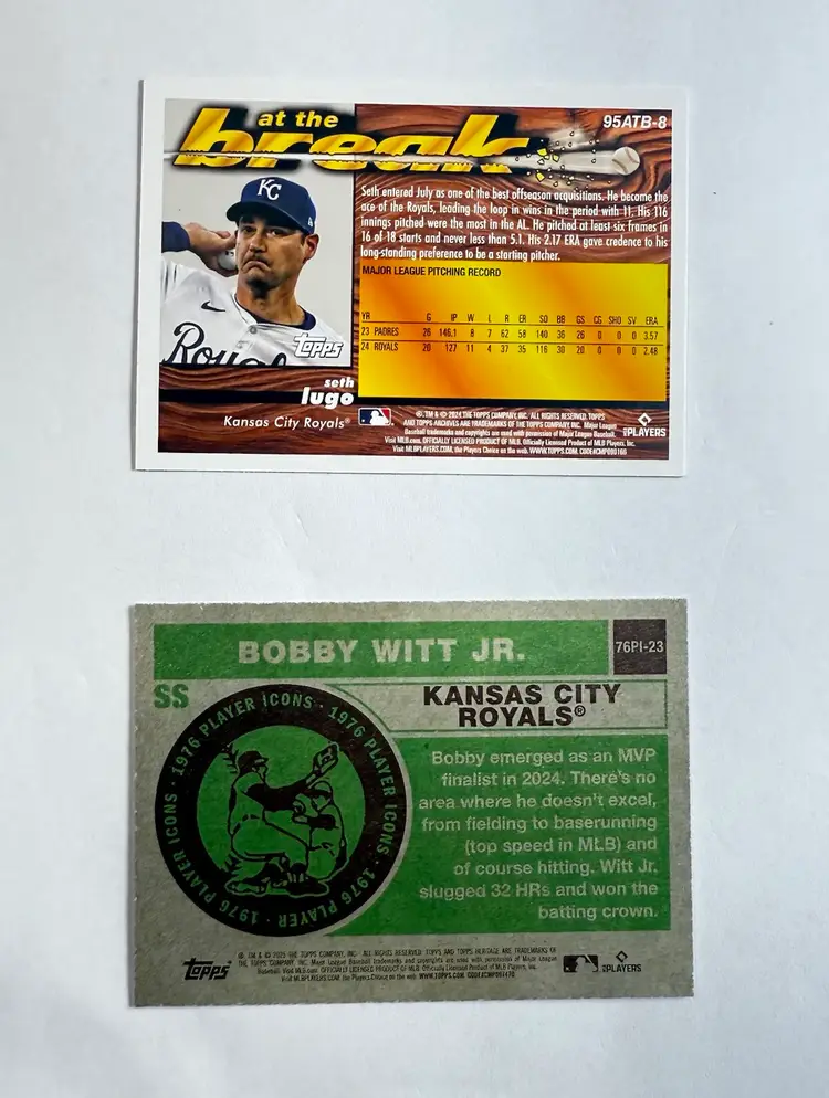 Seth Lugo 2024 Topps Baseball #95ATB-8 At The Break Bonus Bobby Whit Jr. Royals