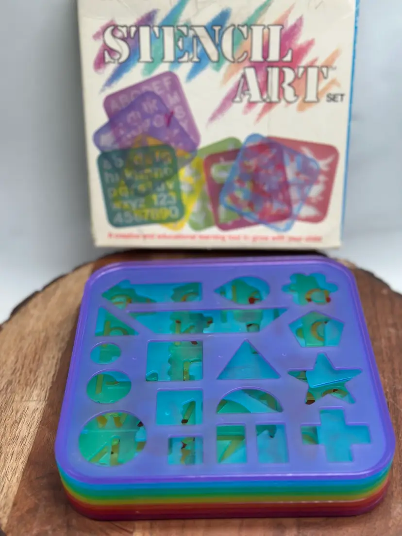 Vintage Tupperware Tuppertoys Stencil Art 8 Plastic Stencils School Homeschool