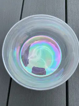 STUNNING!!! ARTISTIC ACCENTS IRIDESCENT OR OPALESCENT BOWLS WITH WHITE SWIRL PATTERN