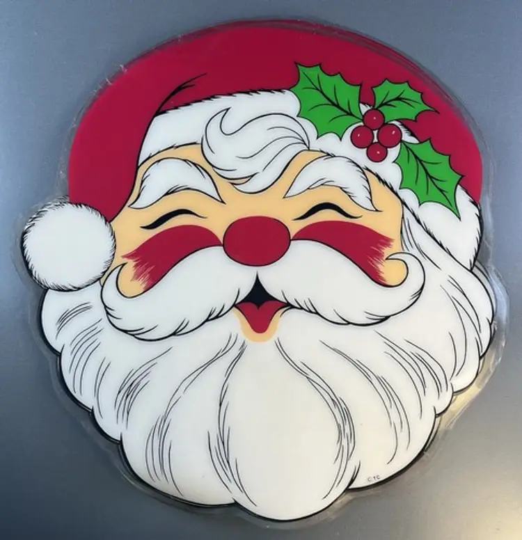 6 Santa Vinyl Placemats 15" Christmas 1994 Town and Country 100% Vinyl Vintage