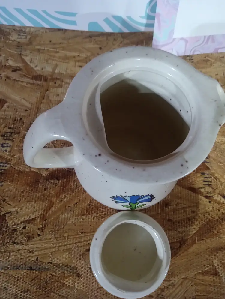 Vintage Ceramic  Cream Pitcher With Blue Flower