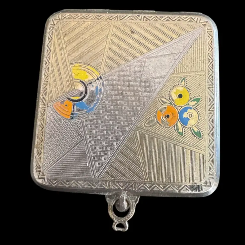 Vintage Art Deco Evans enameled powder compact case. 1920-30s