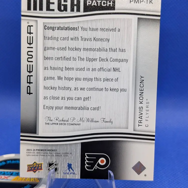 Travis Konecny Flyers 2023-24 Premier Mega Patch Game Used 22/23