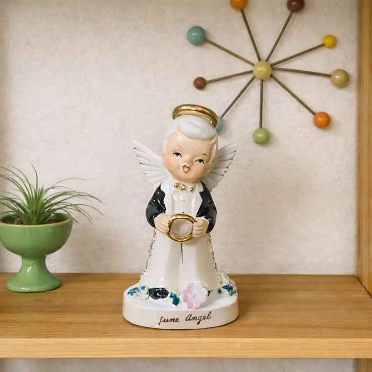 Vintage 1950's NOS June Boy Angel Ring Bearer Figurine with Original Box Made in Japan