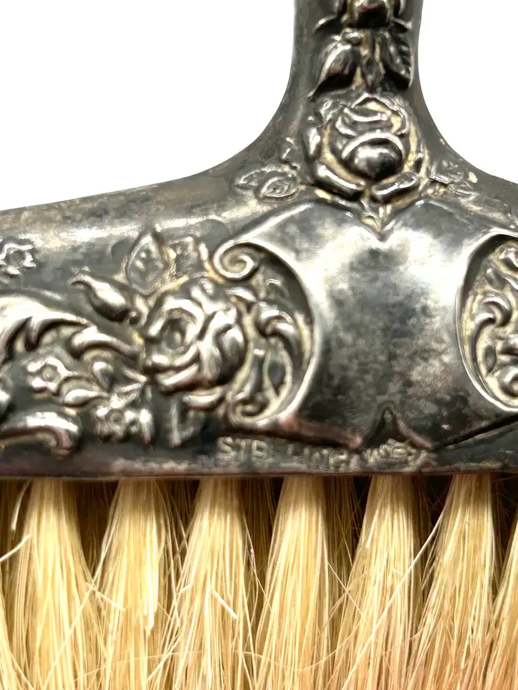 Antique Sterling Silver Horse Hair Crumb Brush Hallmarked