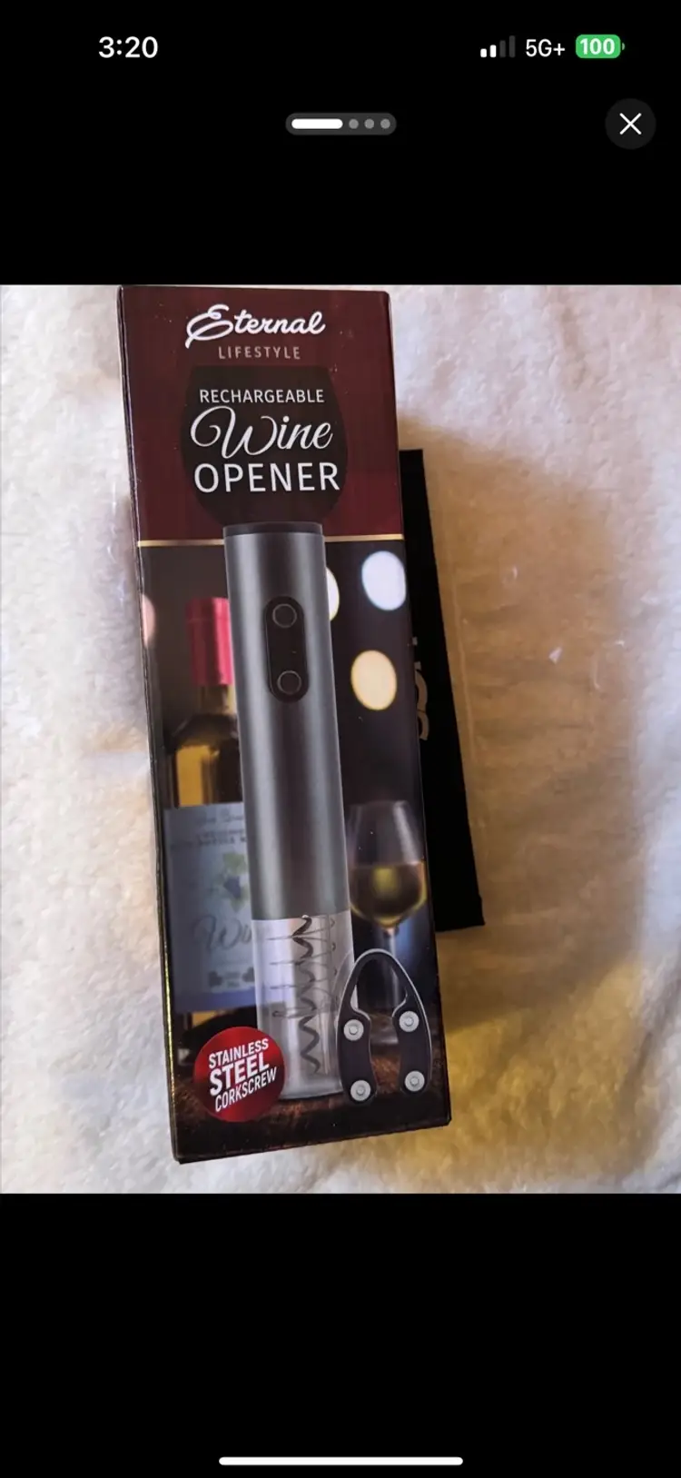 Eternal Lifestyle Rechargeable Wine Bottle Opener NEW IN BOX - 4 piece gift set