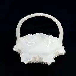 Fenton Hobnail Milk Glass Basket