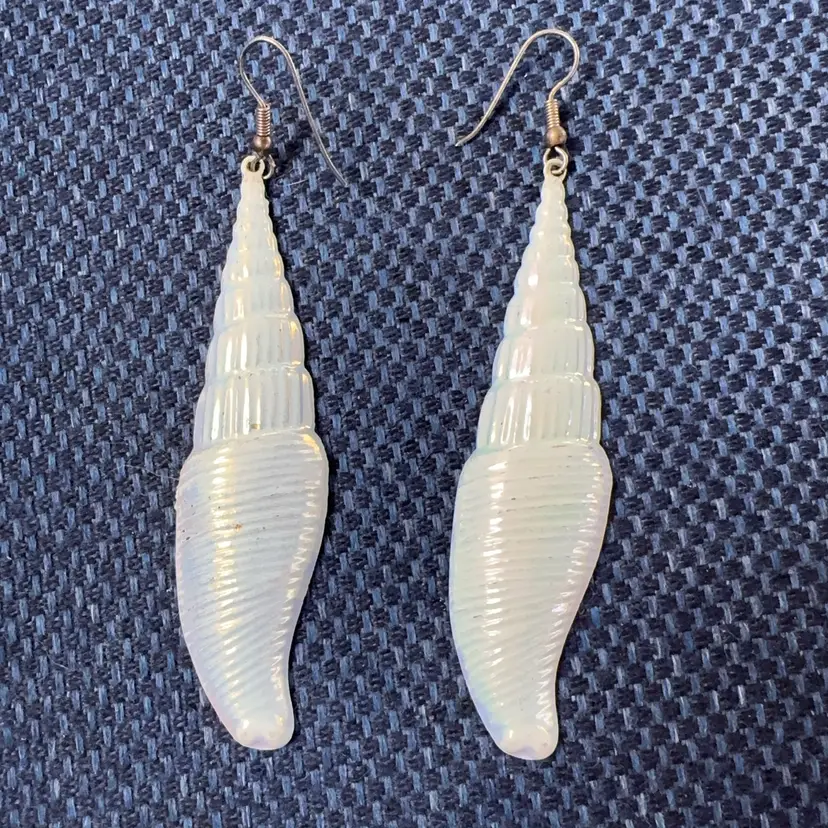 Vintage 3.5” Iridescent Shell Earrings