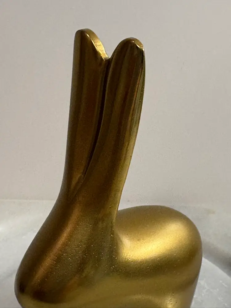 Vintage Mid Century Brass Bunny Rabbit Figurine Paperweight 3.5 in Hare Classic