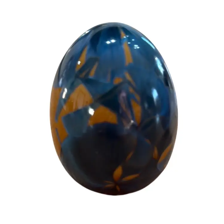 Vintage Blue Duly Mitchell Crystalline Glaze Porcelain Egg 2.5 Inches