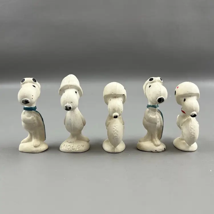 Lot Of 5 Vintage 1960s Rubber Figures Snoopy United Feature Syndicate Peanuts 2.25"