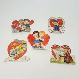 Lot Of 5 1940’s Kitschy Valentines Train, Dummy, Peck Etc