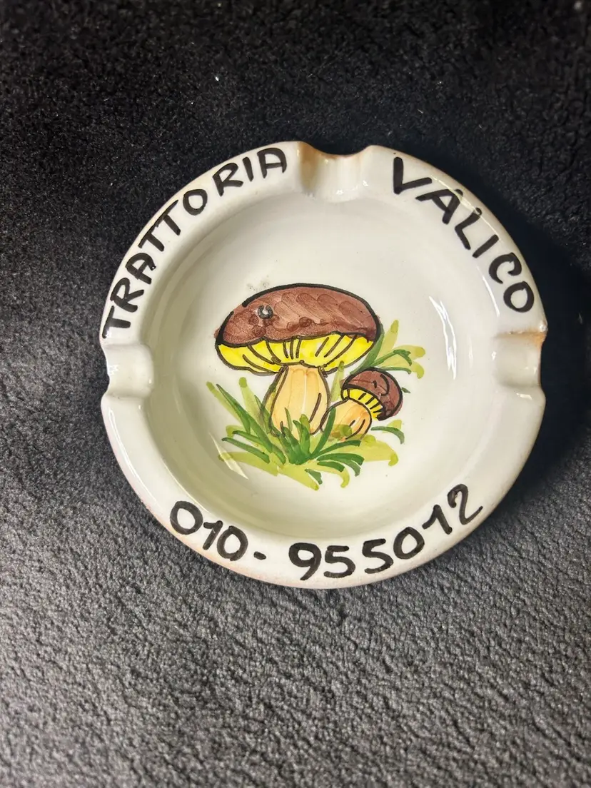 Vintage Italian Hand Crafted And Painted Ashtray Trattoria Valico