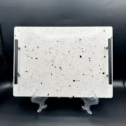Terrazzo Black White Grey Tray Metal Handles Charcuterie Cheese Vanity Tray