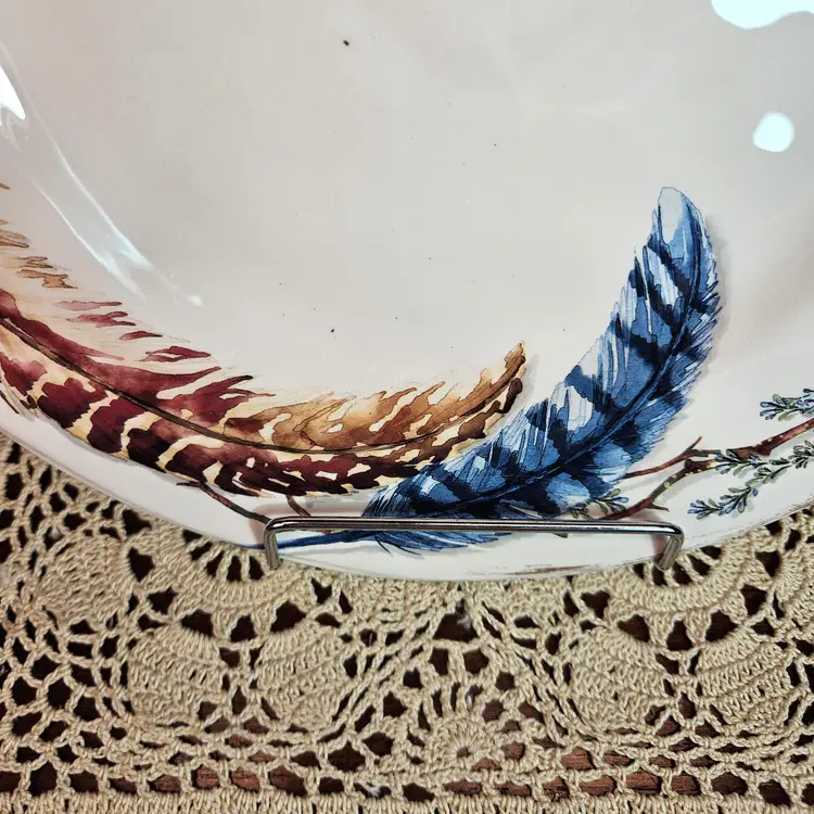 #01 Beautiful Pier 1 Imports Ironstone Feather Branch Pattern Salad Plate 8.75"