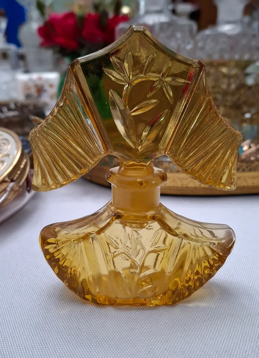 131 Vintage Amber Glass Perfume Bottle with Glass Dauber – Made in Japan