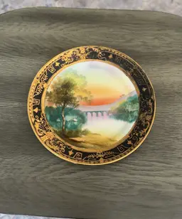 Vintage Hand Painted Nippon Enamel And Moriage Plate 6.5”