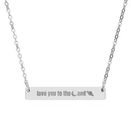 Love you to the moon and saturn Horizontal Bar Necklace, Engraved