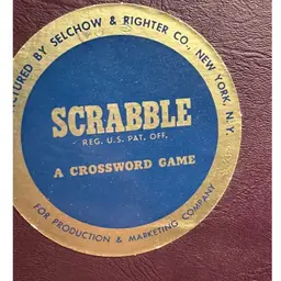 VINTAGE SCRABBLE GAME 1953 SELCHOW & RIGHTER CO  97- WOOD TILES 4-HOLDERS BOX