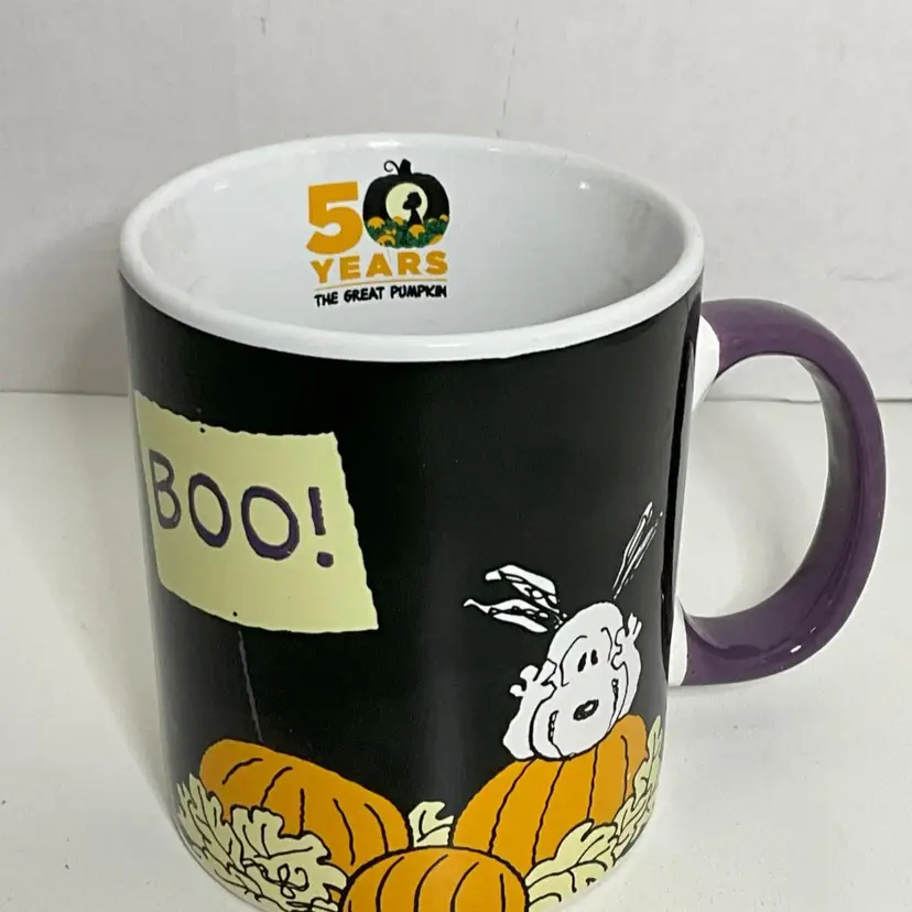 Collectible Peanuts Snoopy & The Great Pumpkin 50th Anniversary 16 oz Halloween Mug