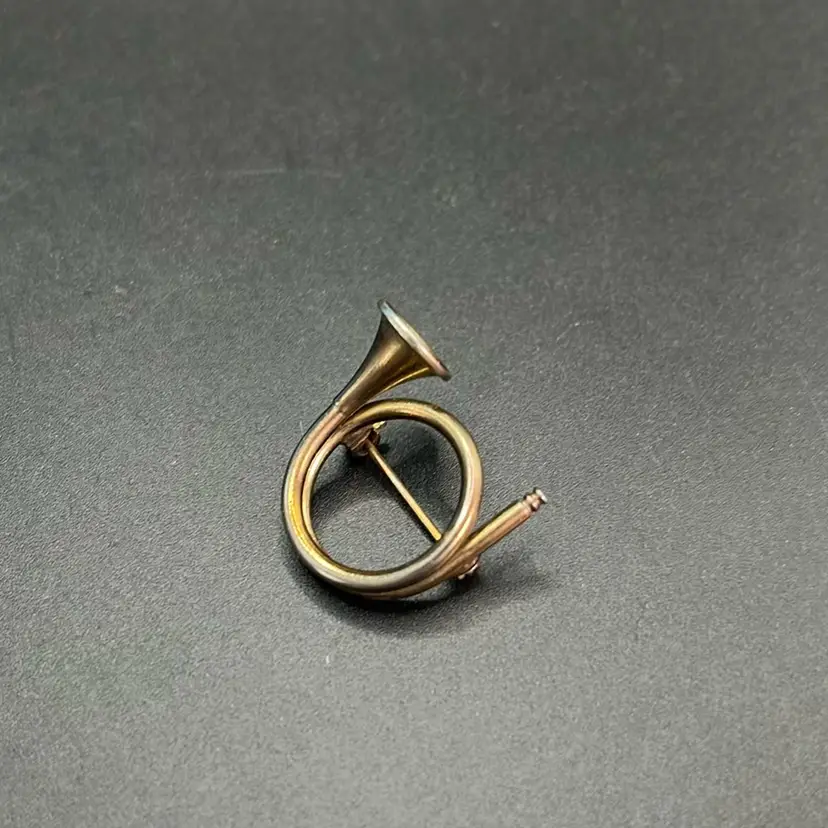 French Horn Brooch, 1” Wide
