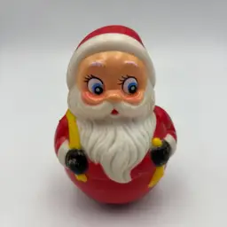 Vintage Musical Roly Poly Tumbler Santa Claus Toy  Kiddie Enterprises Inc 1950s